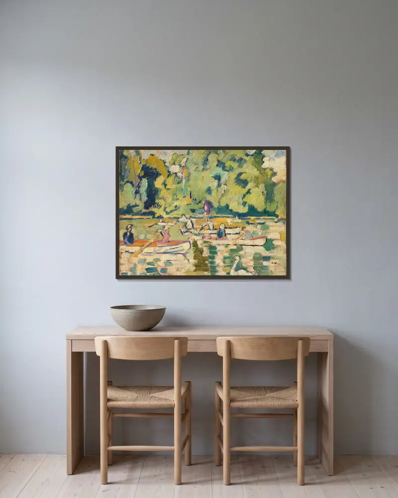Boote im Bois de Boulogne von Louis Valtat gerahmt an einer Wand