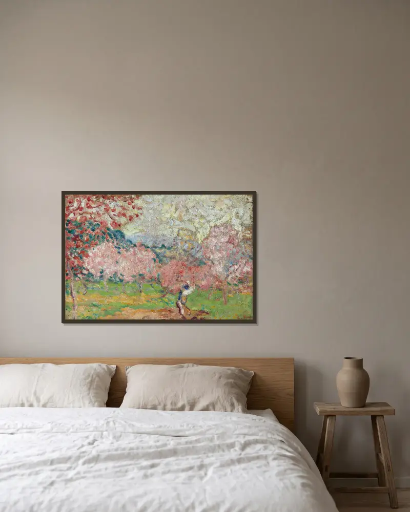 Cerisiers en fleurs, Cagnes av Louis Valtat inramad på en vägg