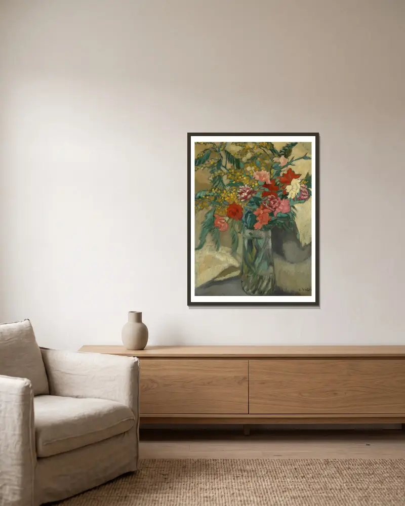 Blumen in einer Vase von Louis Valtat gerahmt an einer Wand