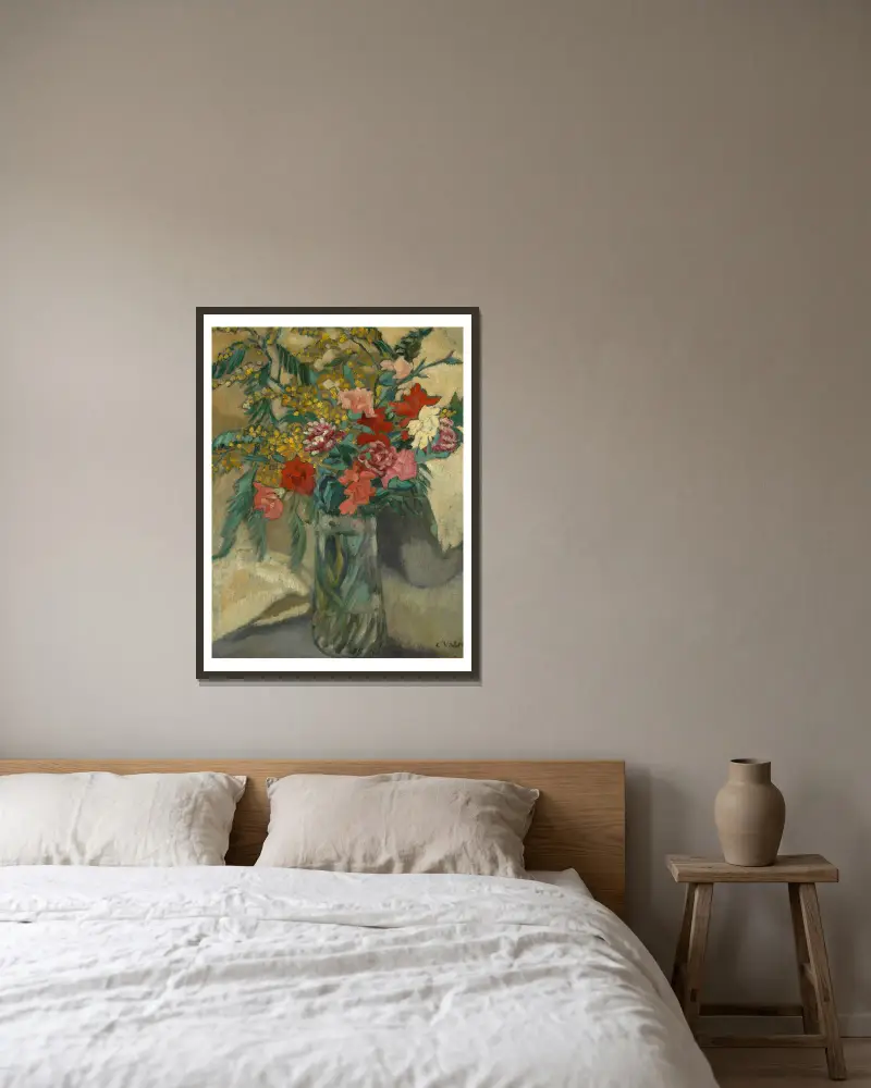 Blumen in einer Vase von Louis Valtat gerahmt an einer Wand