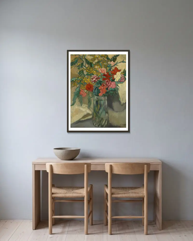 Blumen in einer Vase von Louis Valtat gerahmt an einer Wand