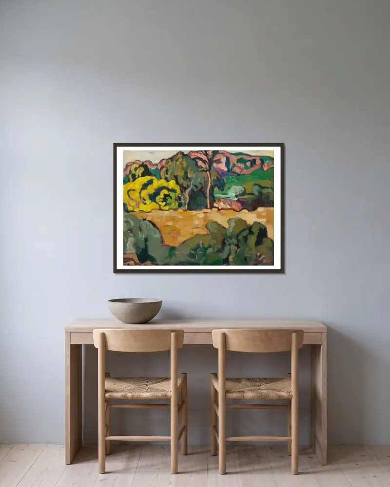 Landskap från södern med palm av Louis Valtat inramad på en vägg