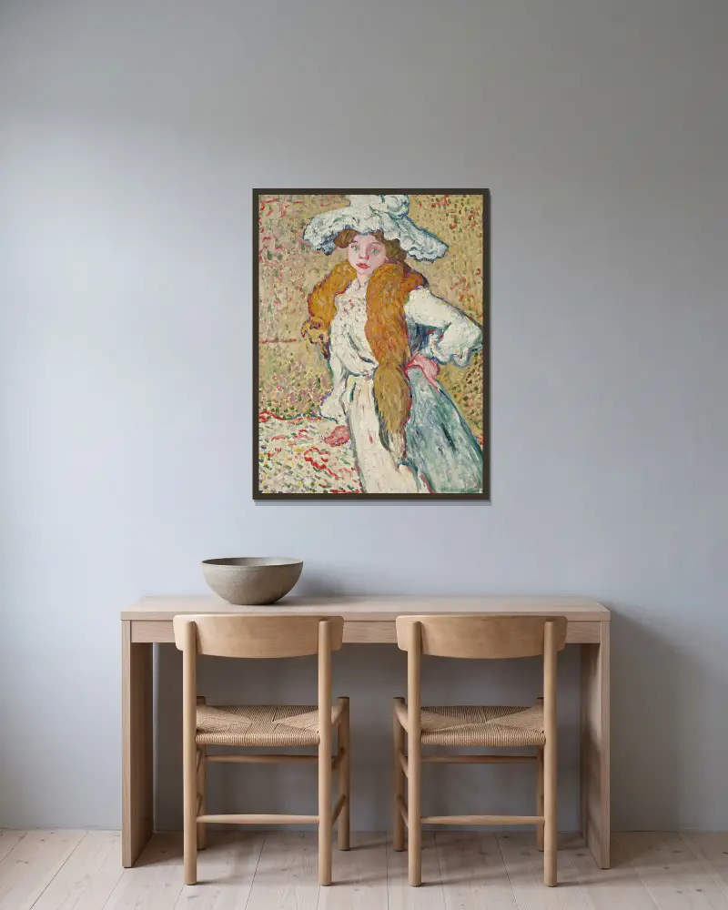 Porträtt av Madame Valtat av Louis Valtat inramad på en vägg