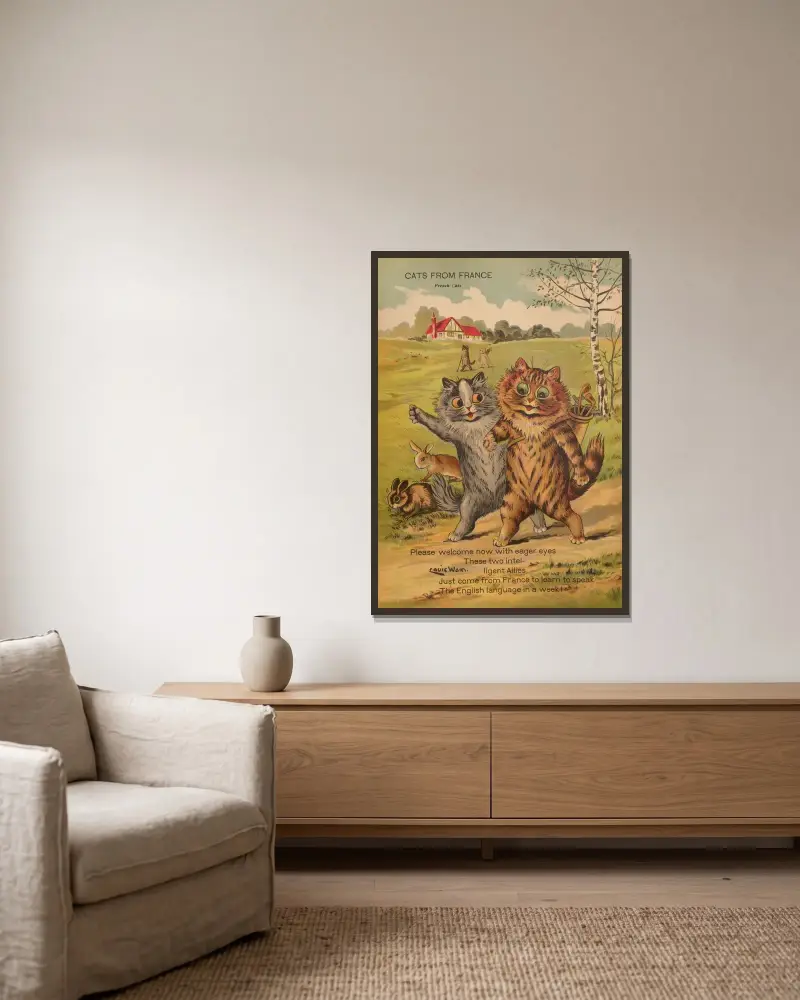 Kočky z Francie, Louis Wain v rámu na stěně