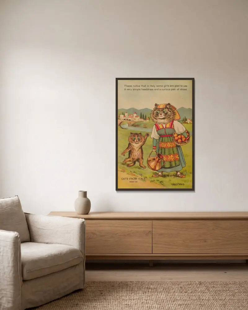 Kočky z Itálie, Louis Wain v rámu na stěně