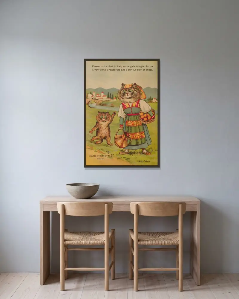 Kočky z Itálie, Louis Wain v rámu na stěně