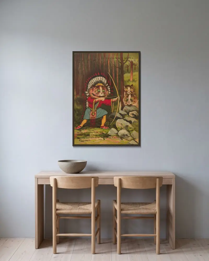 Kočky ze Severní Ameriky, Louis Wain v rámu na stěně