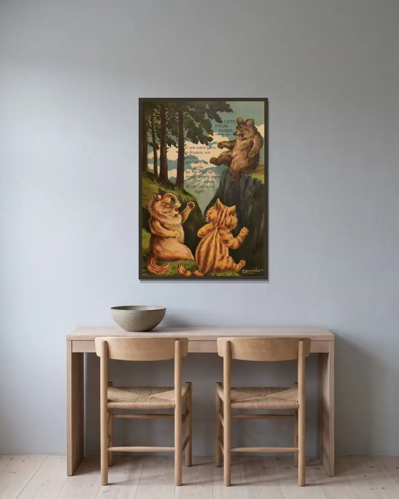 Kočky z Ruska, Louis Wain v rámu na stěně