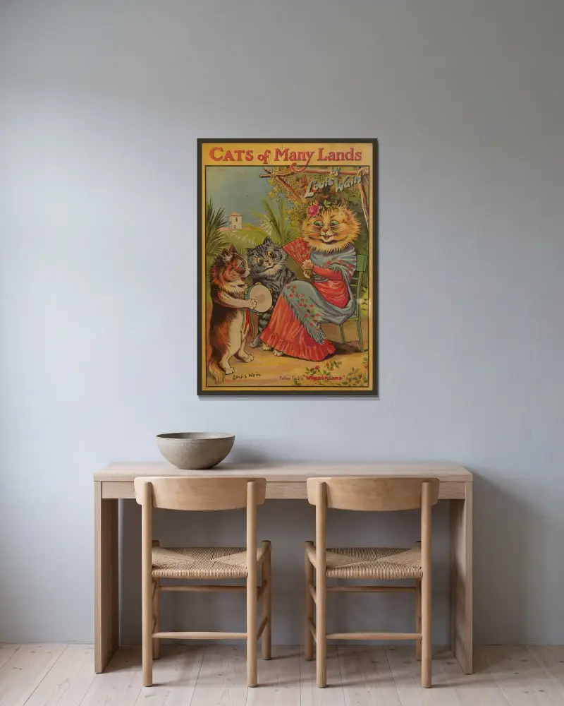 Kočky z mnoha zemí, Louis Wain v rámu na stěně