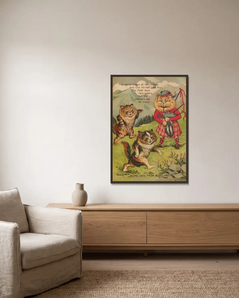 Více koček ze Skotska, Louis Wain v rámu na stěně