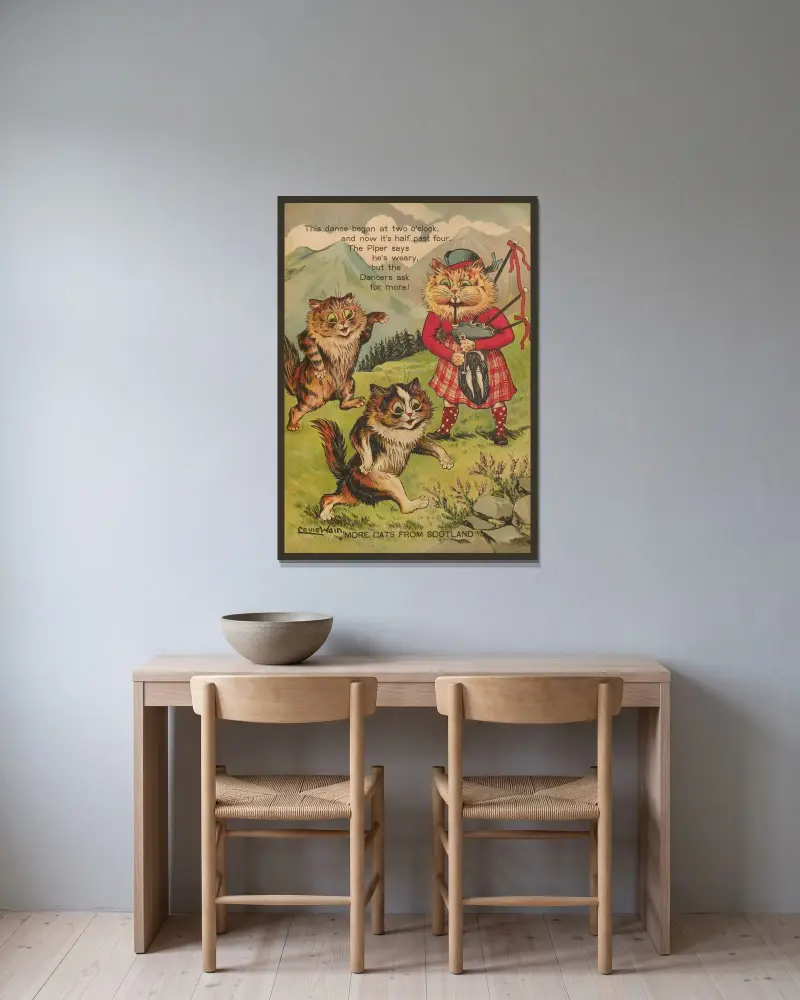 Více koček ze Skotska, Louis Wain v rámu na stěně