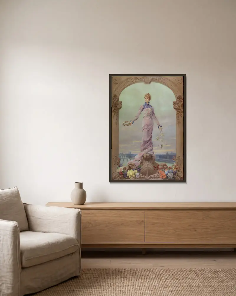 Allegorie der Stadt Paris von Louise Abbéma gerahmt an einer Wand