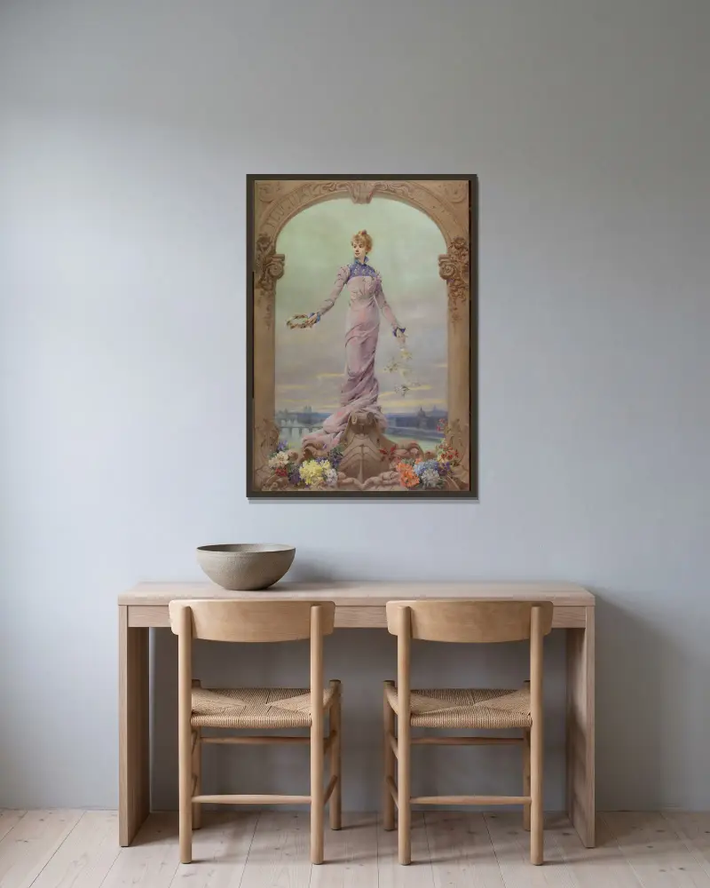 Allegorie der Stadt Paris von Louise Abbéma gerahmt an einer Wand