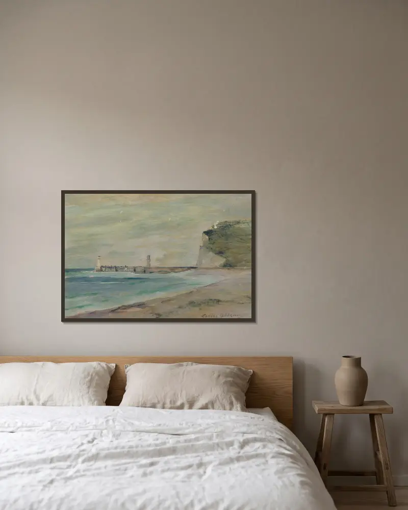 Strandlandskap, Fécamp av Louise Abbéma inramad på en vägg