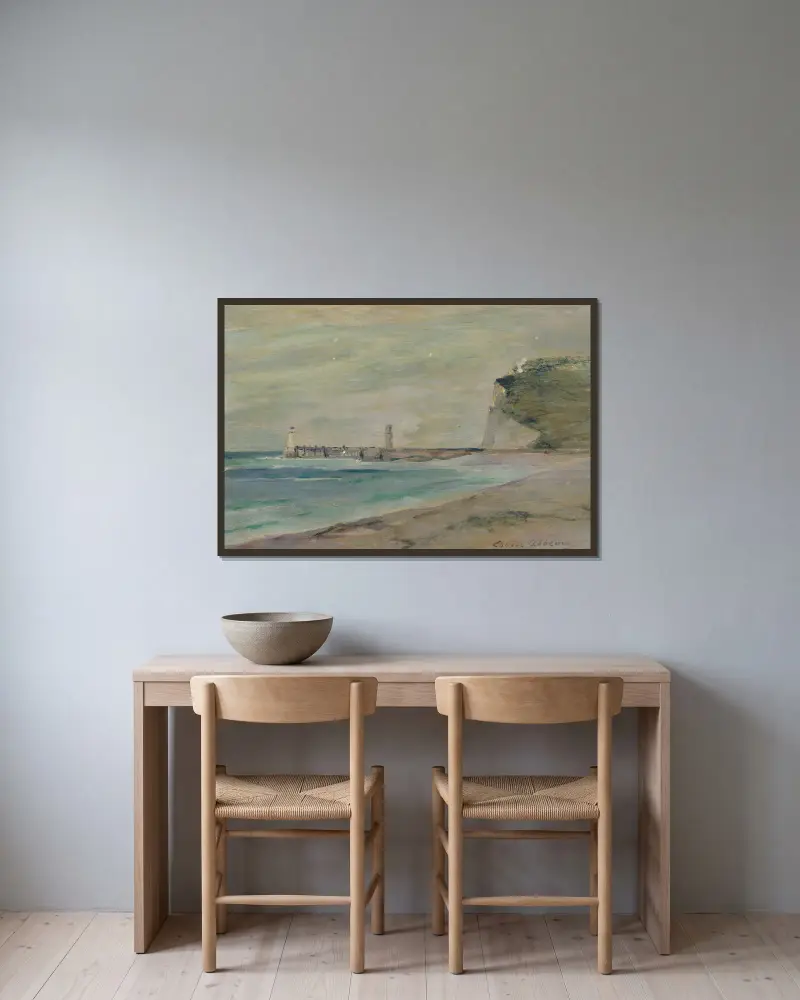 Strandlandskap, Fécamp av Louise Abbéma inramad på en vägg