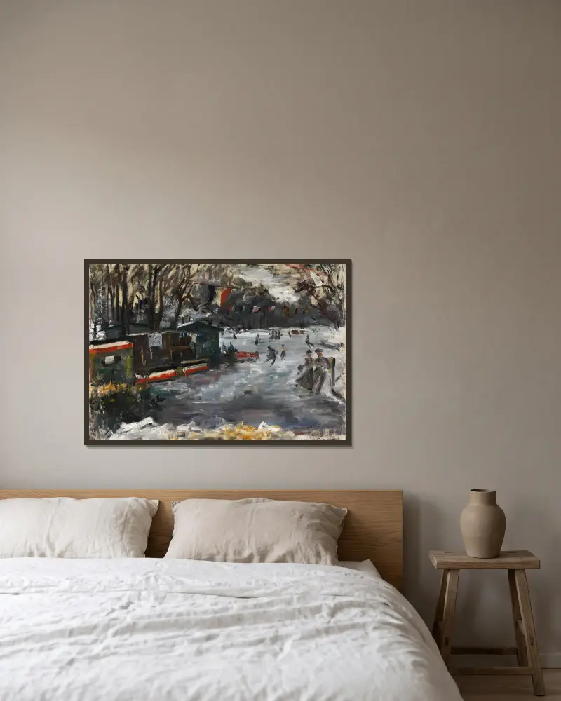 Eisbahn im Berliner Tiergarten av Lovis Corinth inramad på en vägg