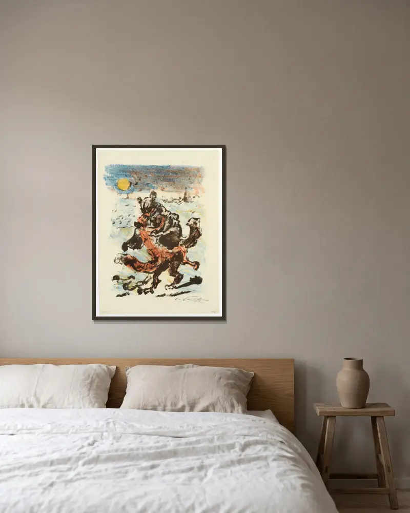 Isegrims Gattin Giremund gibt sich Reinecke hin von Lovis Corinth gerahmt an einer Wand