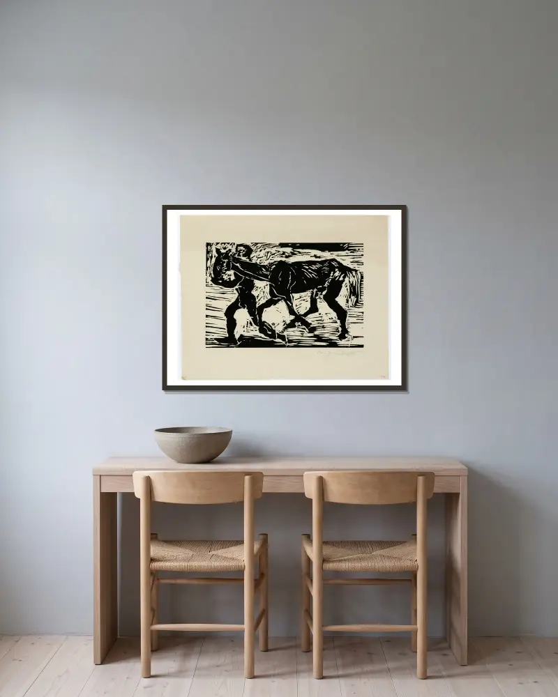 Mann Und Pferd av Lovis Corinth inramad på en vägg