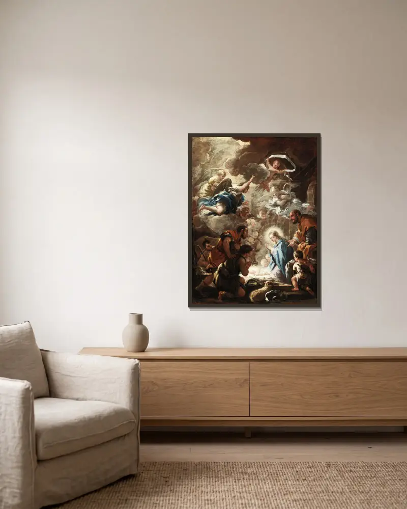 Pokłon pasterzy, Luca Giordano w ramie na ścianie