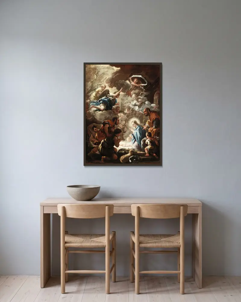 Pokłon pasterzy, Luca Giordano w ramie na ścianie