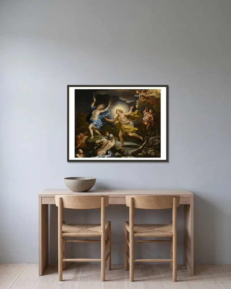 Apollo And Daphne av Luca Giordano inramad på en vägg