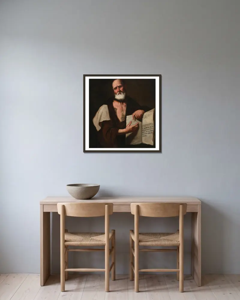 Aristotle av Luca Giordano inramad på en vägg
