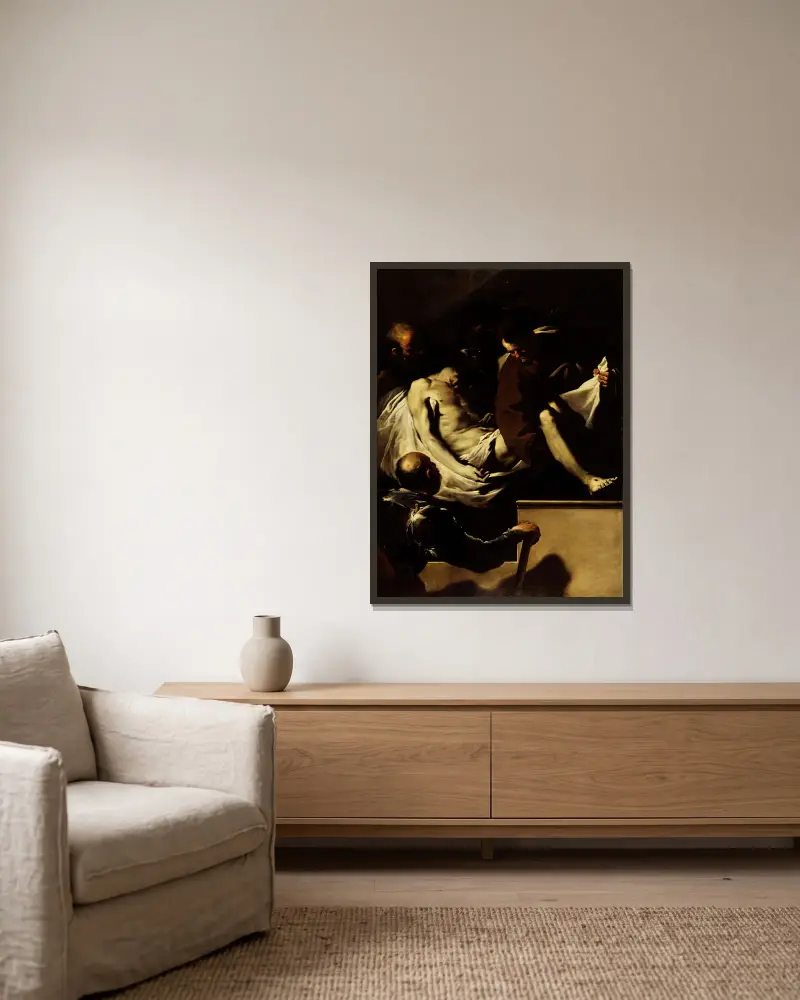 Die Grablegung Christi von Luca Giordano gerahmt an einer Wand