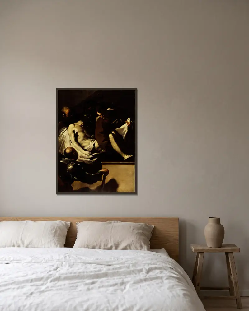 Die Grablegung Christi von Luca Giordano gerahmt an einer Wand