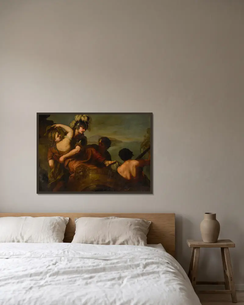 Helenas bortrövande av Luca Giordano inramad på en vägg