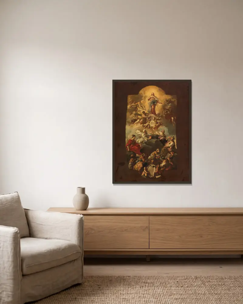 Mariä Himmelfahrt von Luca Giordano gerahmt an einer Wand