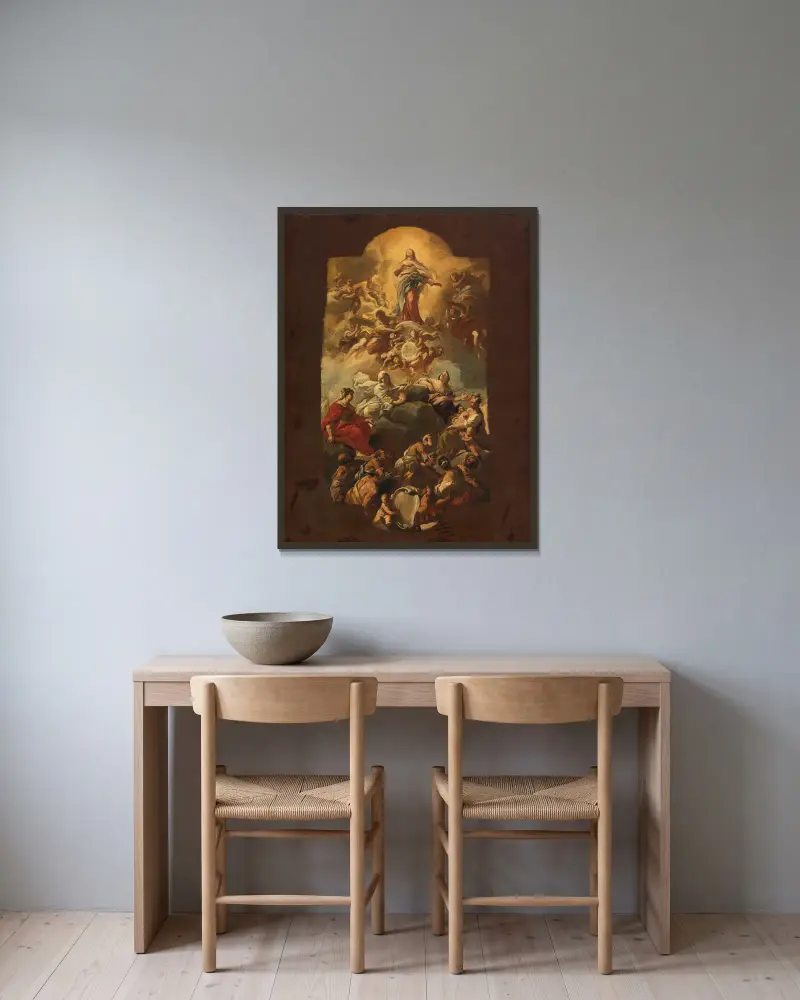 Mariä Himmelfahrt von Luca Giordano gerahmt an einer Wand