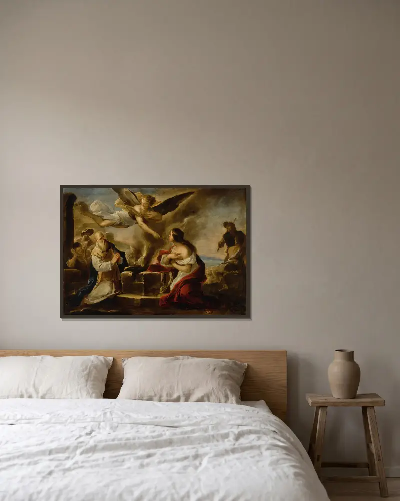 Manohas offer av Luca Giordano inramad på en vägg