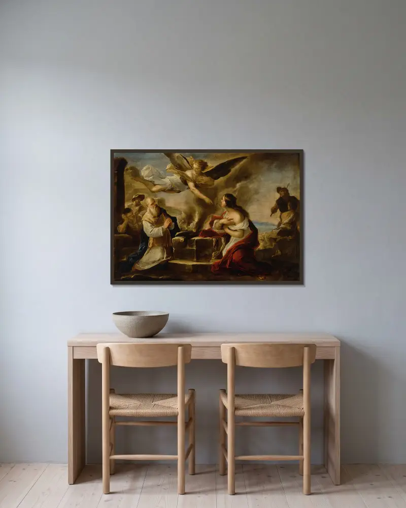 Manohas offer av Luca Giordano inramad på en vägg