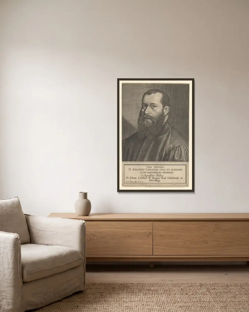 Porträt des Hans Lencker von Lucas Kilian gerahmt an einer Wand