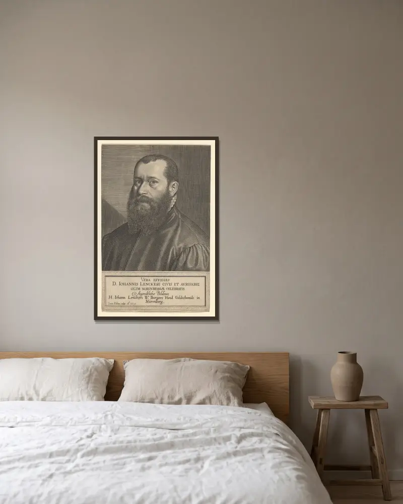 Porträt des Hans Lencker von Lucas Kilian gerahmt an einer Wand