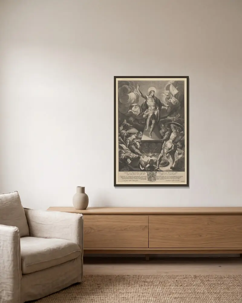 Auferstehung Christi von Lucas Kilian gerahmt an einer Wand
