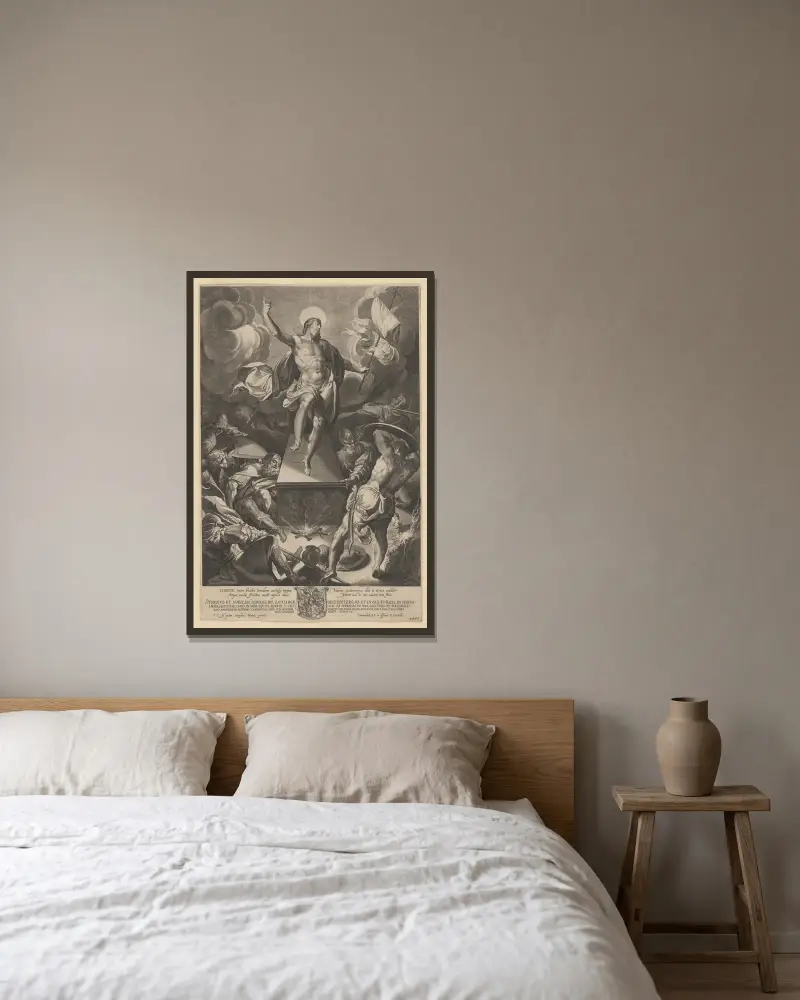 Auferstehung Christi von Lucas Kilian gerahmt an einer Wand