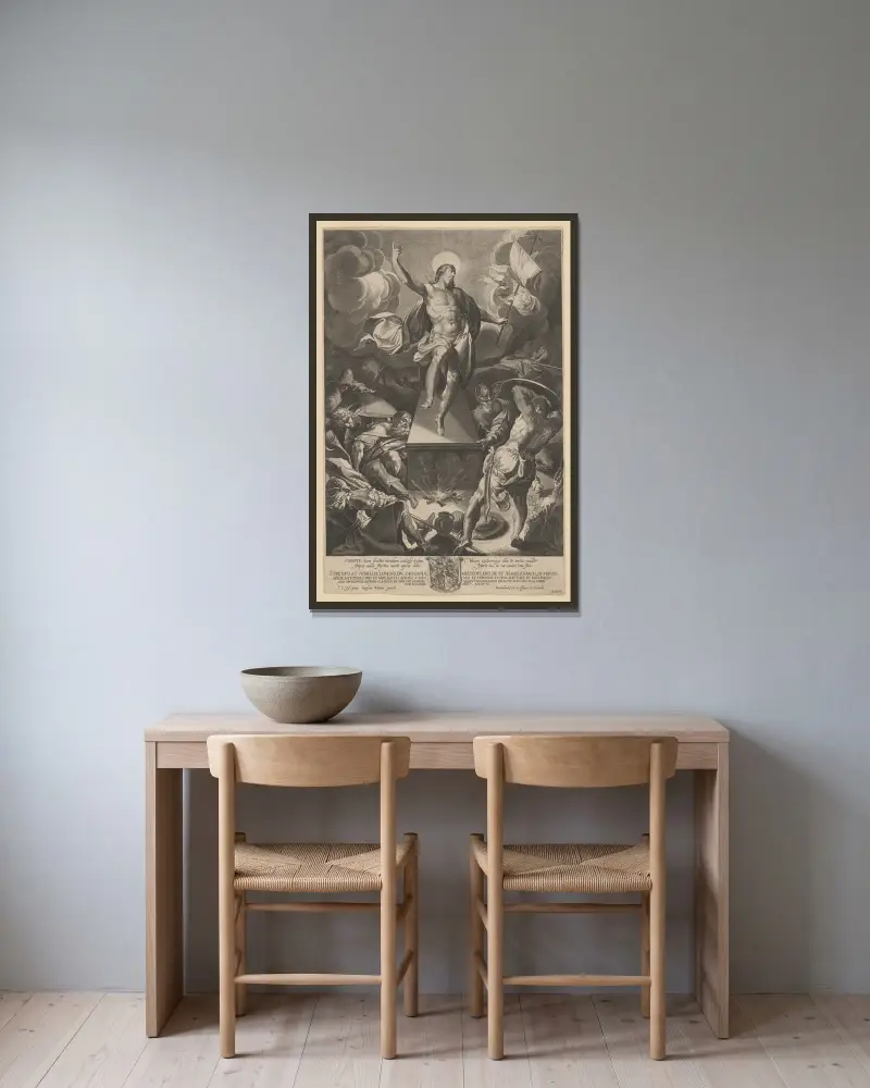 Auferstehung Christi von Lucas Kilian gerahmt an einer Wand