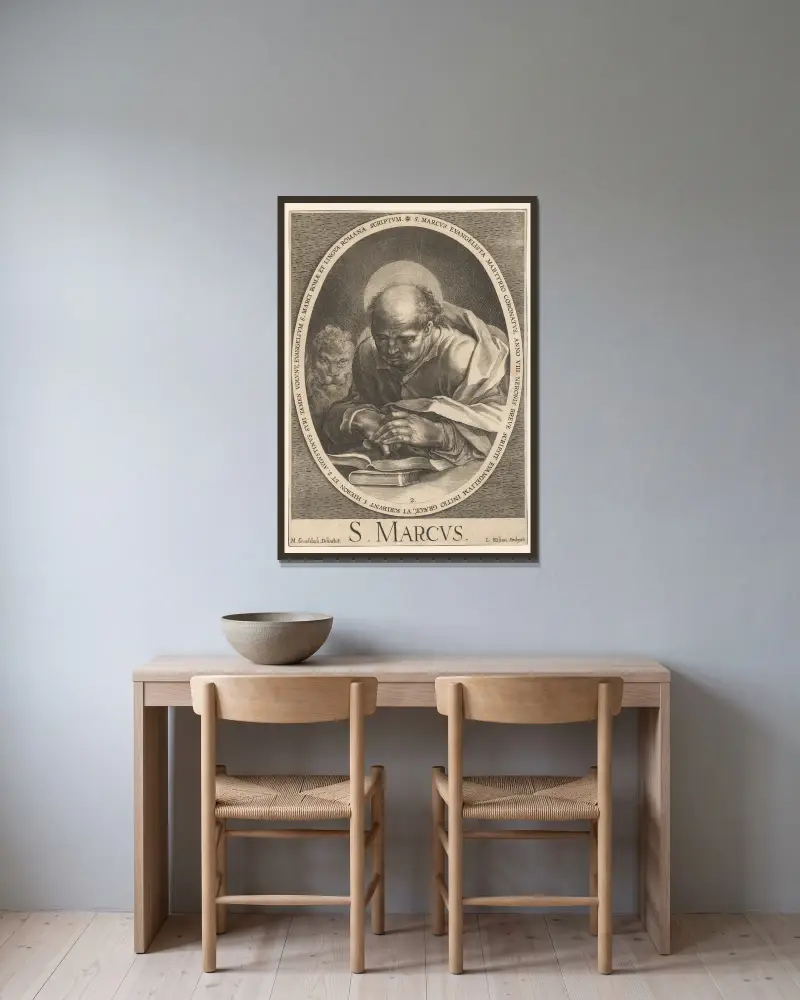 St Mark av Lucas Kilian inramad på en vägg