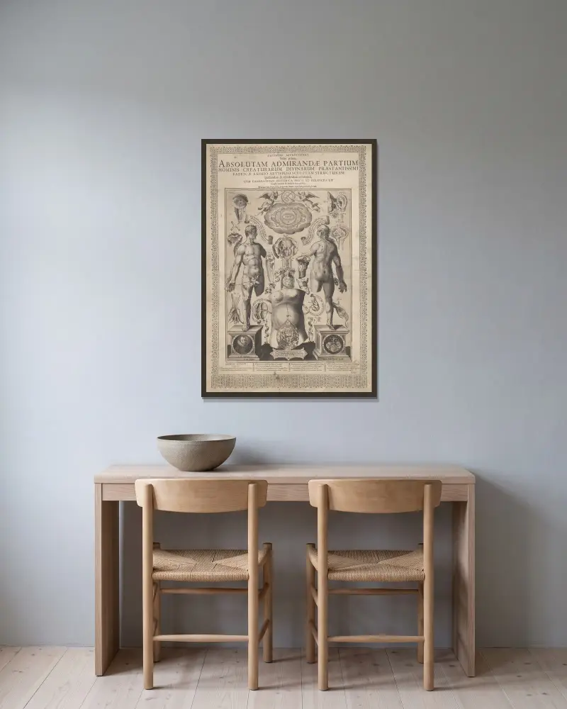 Visio Primo von Lucas Kilian gerahmt an einer Wand