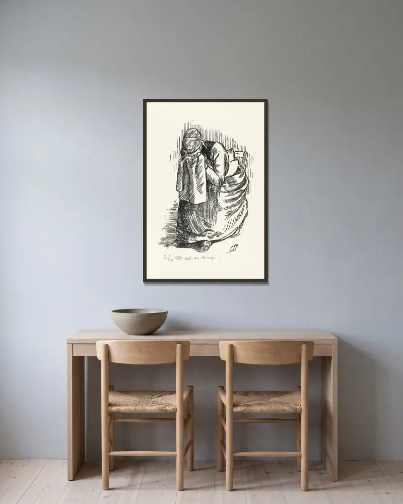 Schlafende Frau von Lucien Pissarro gerahmt an einer Wand