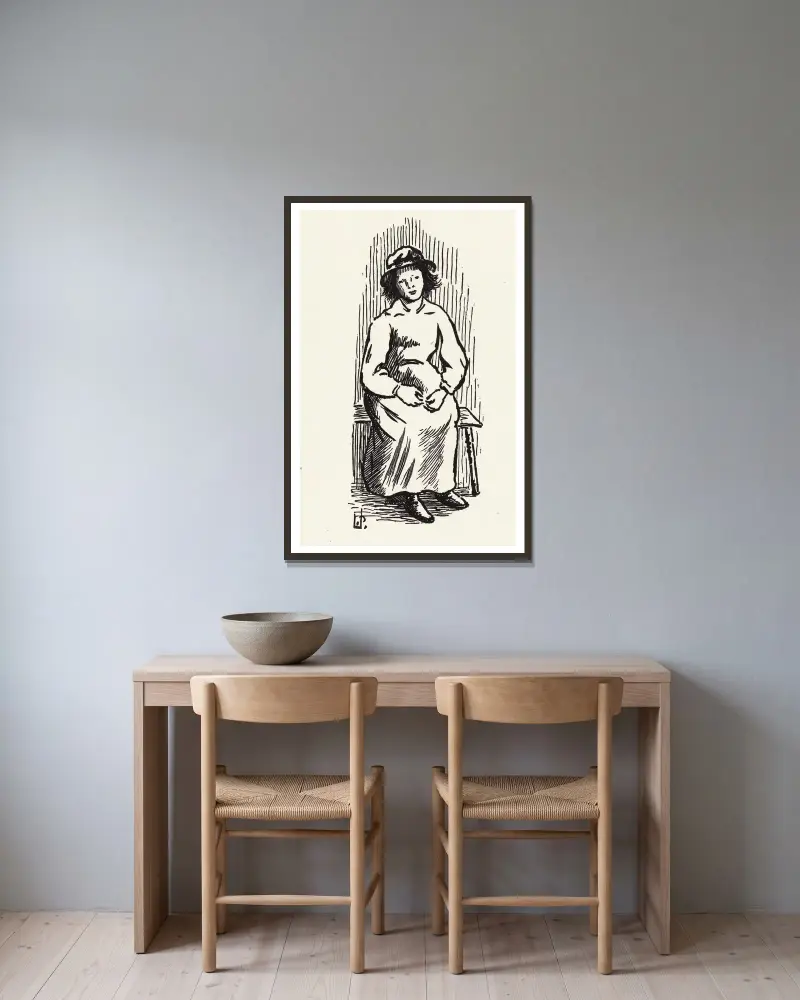 Junges Mädchen von Lucien Pissarro gerahmt an einer Wand