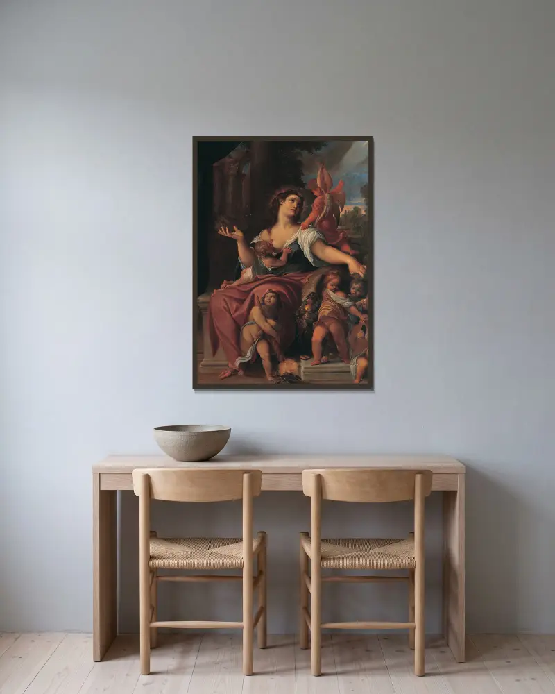 Försynens allegori av Ludovico Carracci inramad på en vägg