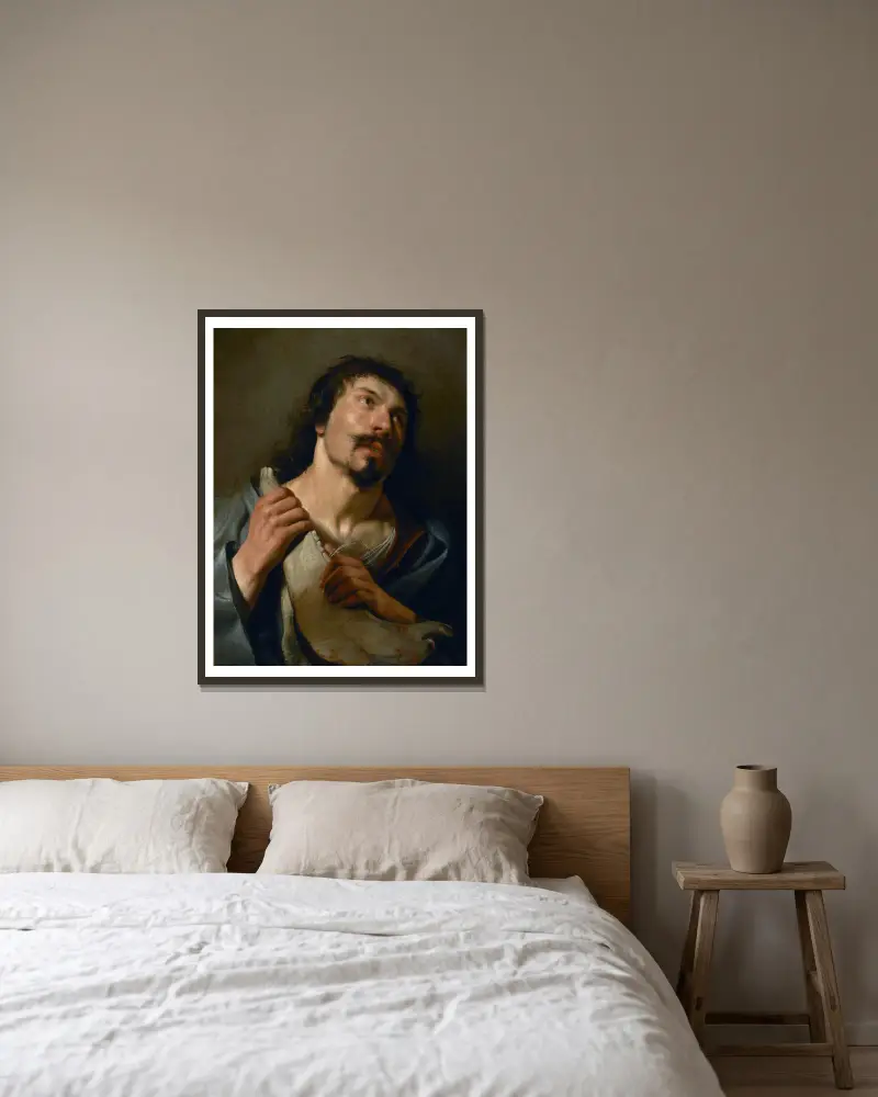 Der heilige Sebastian, in die Cloaca Maxima geworfen von Ludovico Carracci gerahmt an einer Wand