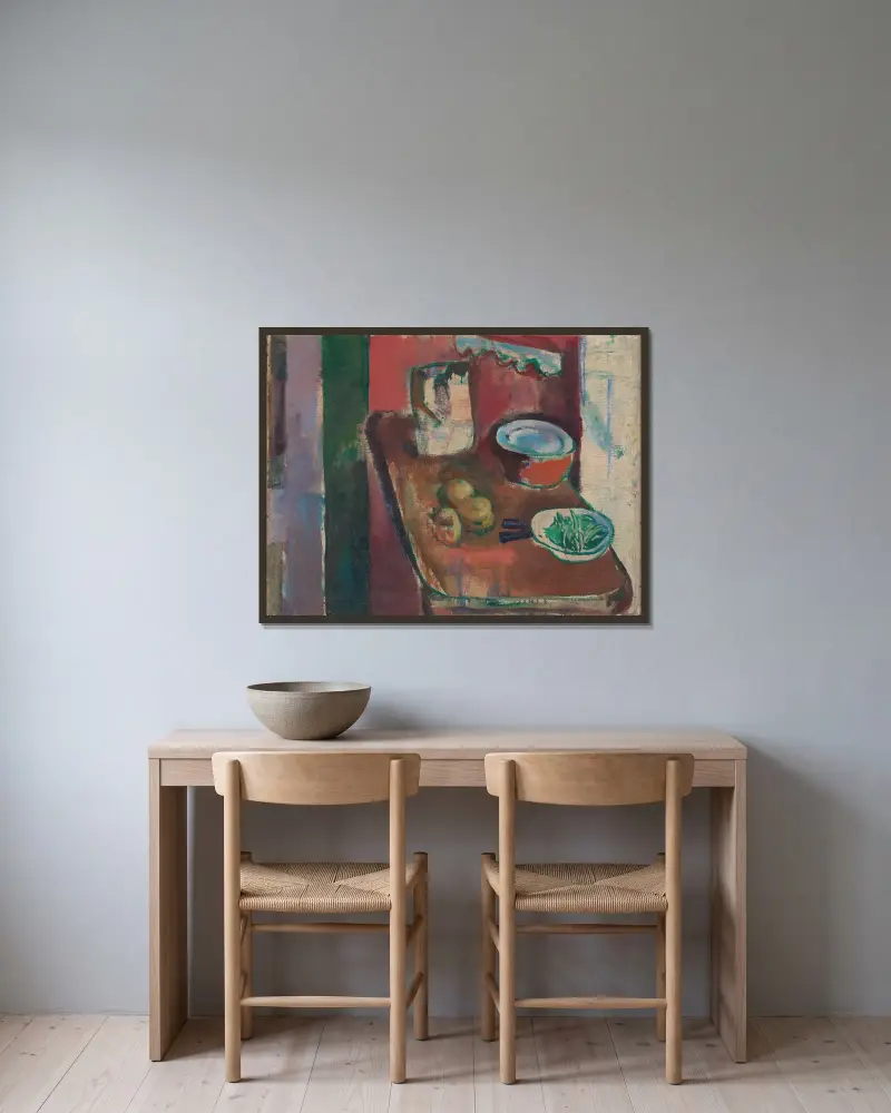 The Red Kitchen, Ludvig Karsten v rámu na stěně