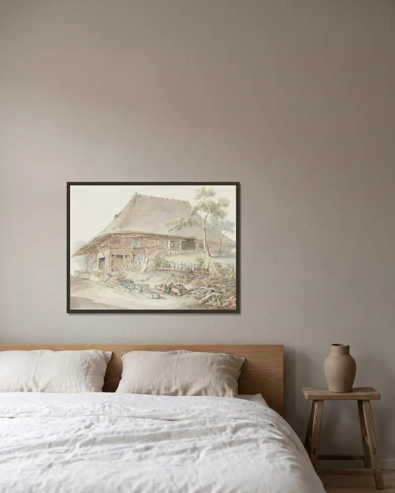 Bauernhaus im Berner Mittelland – nr 1 av Johann Ludwig Aberli inramad på en vägg