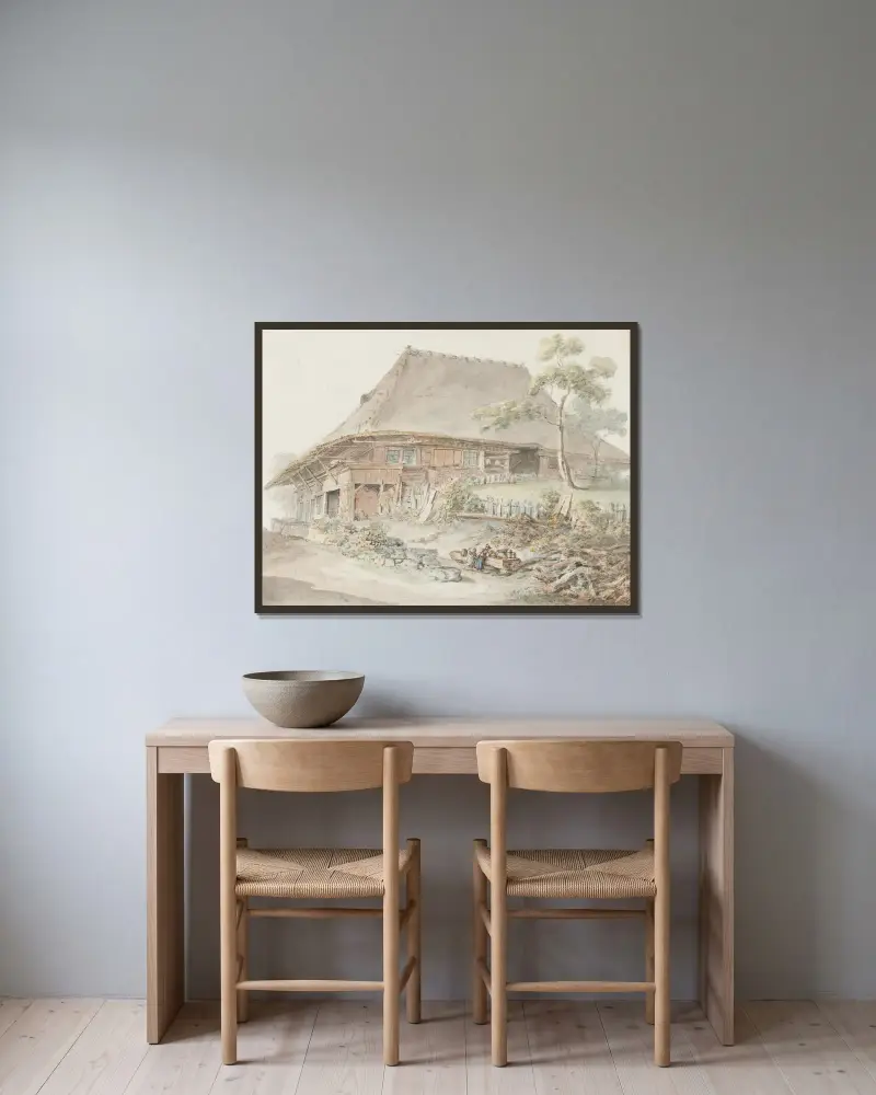 Bauernhaus im Berner Mittelland – nr 1 av Johann Ludwig Aberli inramad på en vägg