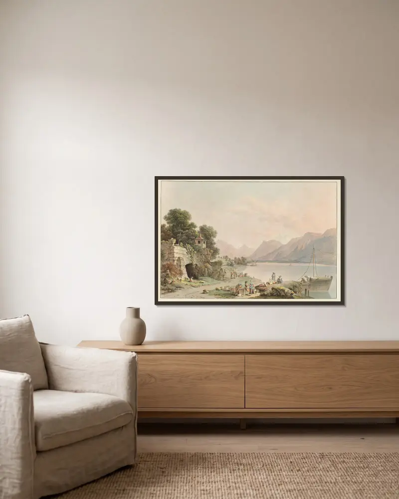 Vue prise aux environs de la Tour av Johann Ludwig Aberli inramad på en vägg