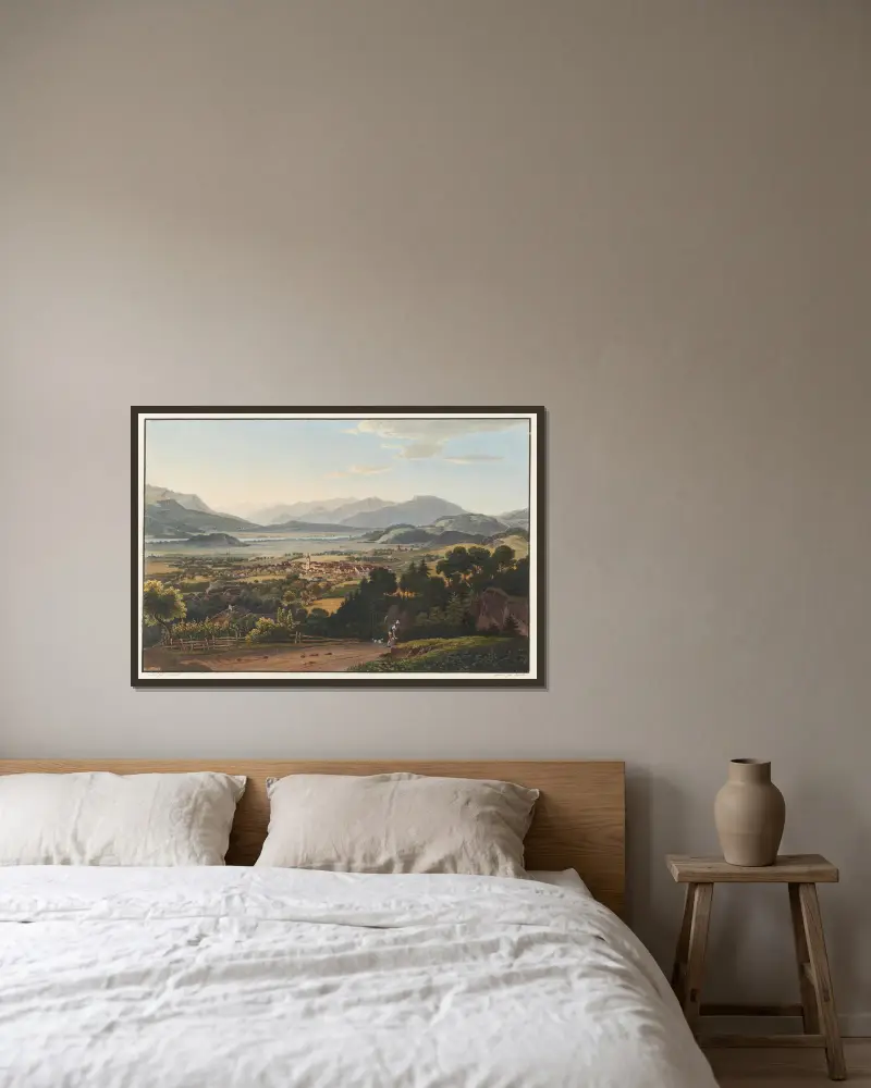 Das Städtchen Altstätten im Rheintal, Kanton St. Gallen von Johann Ludwig Bleuler gerahmt an einer Wand