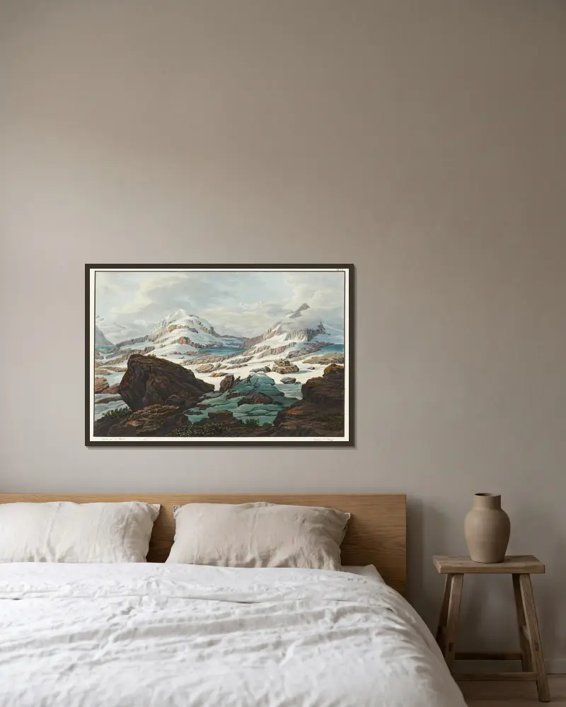 Rheinquelle, der Mittellauf Froda genannt von Johann Ludwig Bleuler gerahmt an einer Wand